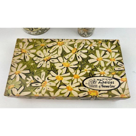 *5 Vintage West Bend Thermo-Serv Daisy Plastic tumblers 70s Pitcher RETRO Green - Picture 7 of 8